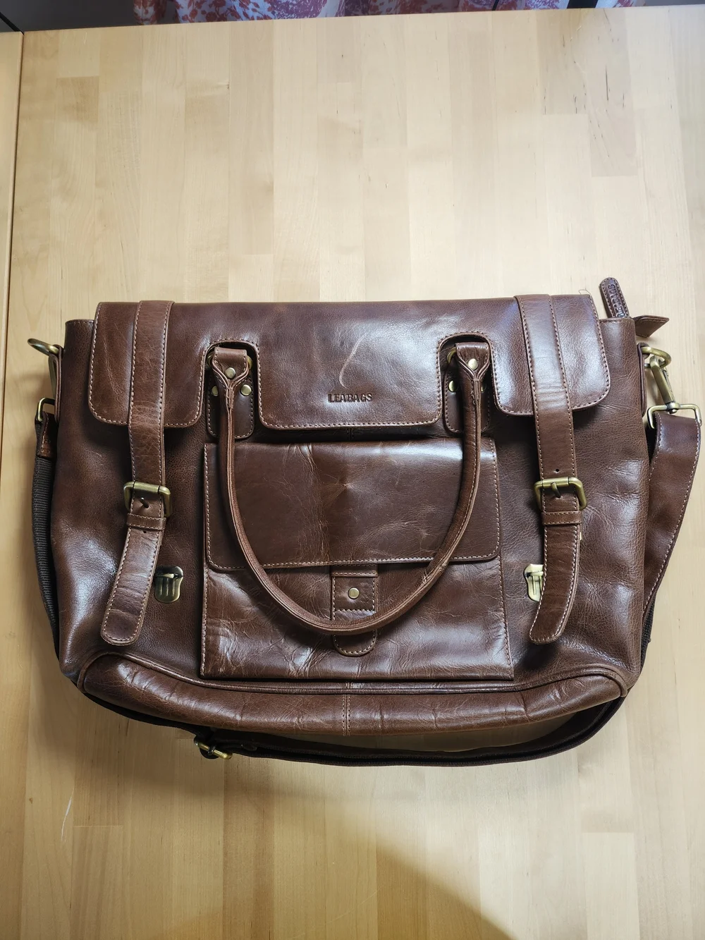 Leather Laptop Satchel in Brown